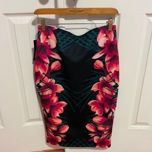 Elegant Floral Pencil Skirt in Black and Pink by Apt9